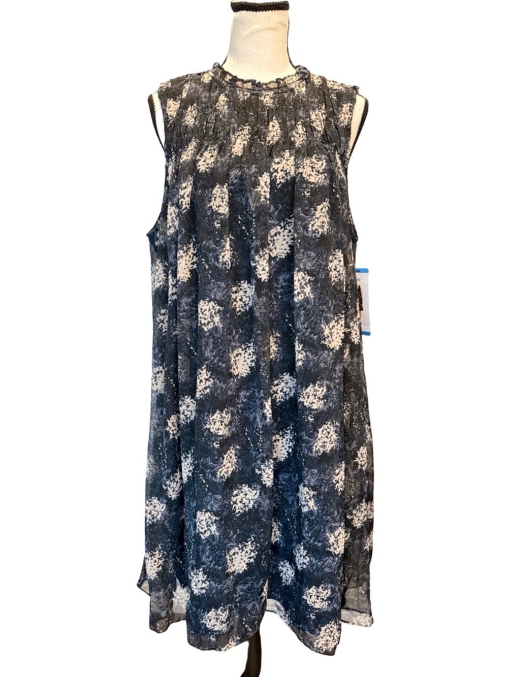 Joie Baltic Print Mini Dress Sleeveless Ruffle Neck NWT Large MSRP $348